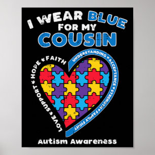 Pussel Bära Blue för min kusin Autism Awareness Fa Poster