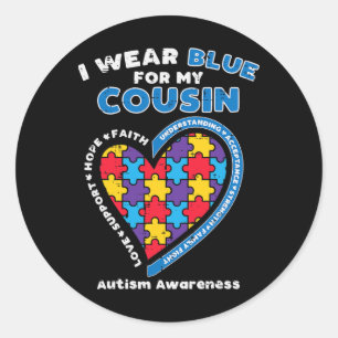 Pussel Bära Blue för min kusin Autism Awareness Fa Runt Klistermärke