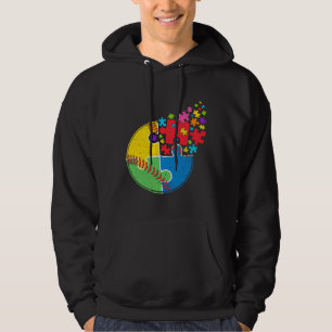 Pussel Baseball Support Autism Awareness Manar Kvi Hoodie
