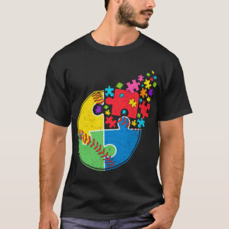 Pussel Baseball Support Autism Awareness Manar Kvi T Shirt