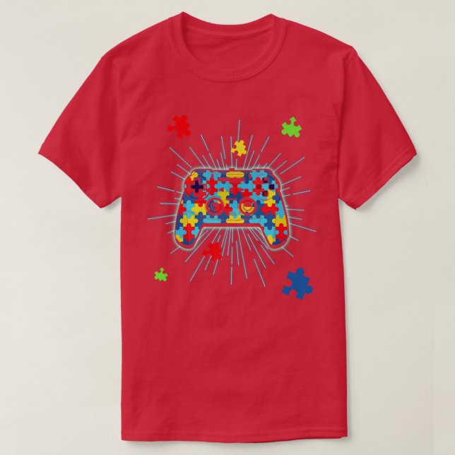 Pussel Biet Video Game Controller Gamers Autism A T Shirt (Design framsida)