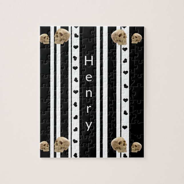 Pussel Black and White Rand Döskallar Hearearts (Vertikal)