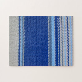 Pussel - blått Rand i Crochet