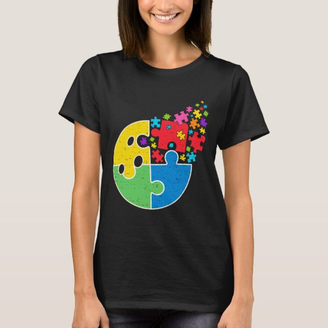 Pussel Bowling Support Autism Awareness Manar Kvin T Shirt (Framsida)