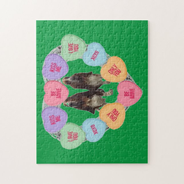 Pussel Candy Kärlek Hearts med Bassets (Vertikal)