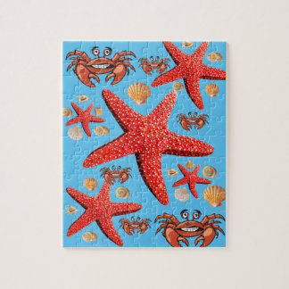 Pussel Crab Starfish Beach Snäckas Blue
