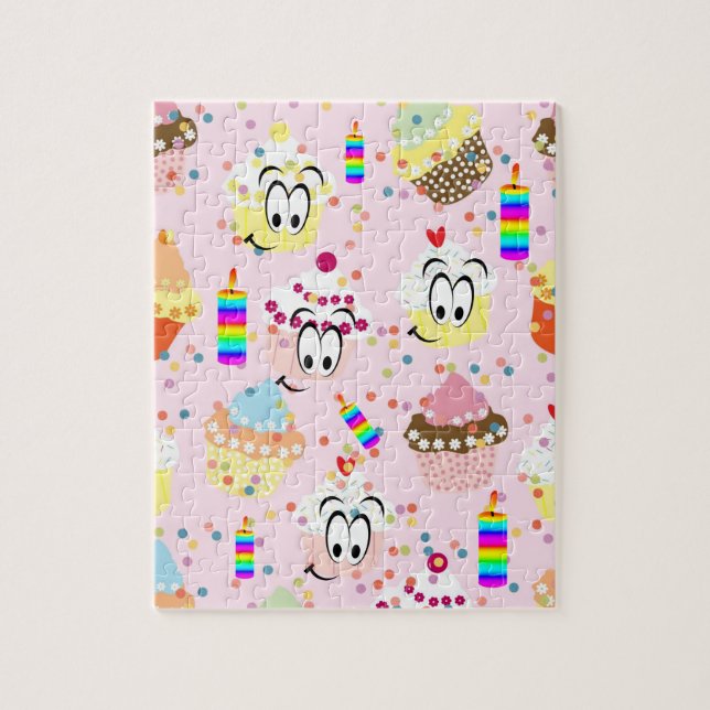 Pussel Cuptårta Candles Grattis på födelsedagen (Vertikal)