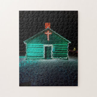 Pussel - dekorerad med Ljus och Kor - jul