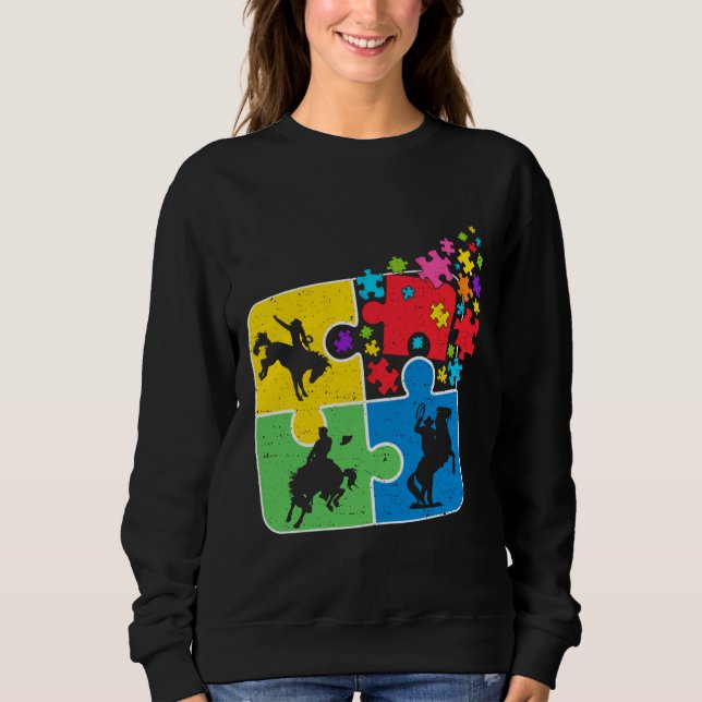 Pussel Equestrian Support Autism Awareness Manar W T Shirt (Framsida)