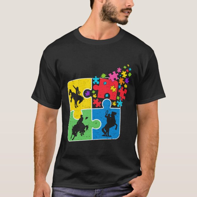 Pussel Equestrian Support Autism Awareness Manar W T Shirt (Framsida)