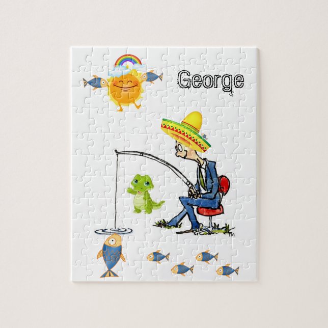 Pussel Fishing Alligator Fish Fisherman Rainbow (Vertikal)