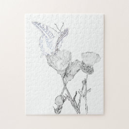 Pussel - fjäril på blommor