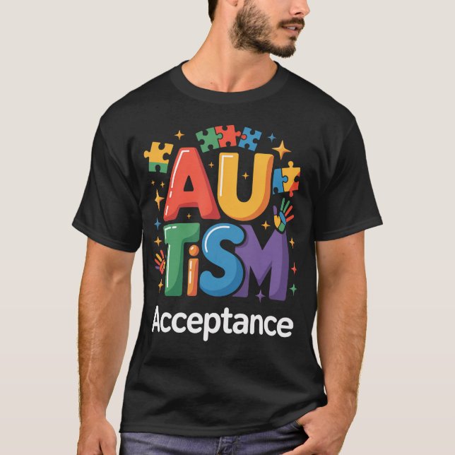 Pussel för acceptans och medvetenhet om autism t shirt (Framsida)