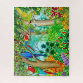 Pussel för djungel för Macawpapegoja tropiskt