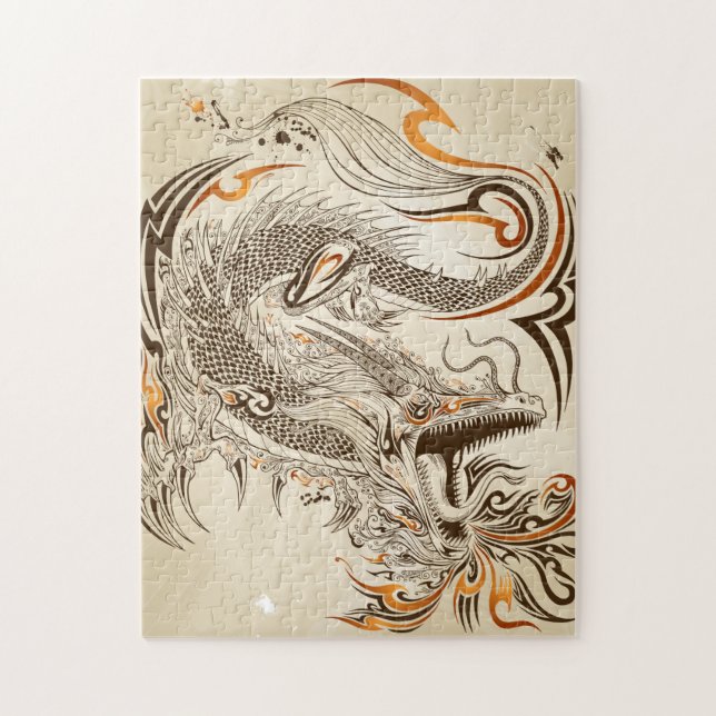 Pussel för foto för drake 10x14 för tatueringHenna (Vertikal)