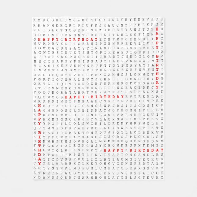 Pussel för grattis på födelsedagenordsökande fleecefilt (Framsidan)