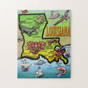 Pussel för Louisiana tecknadkarta
