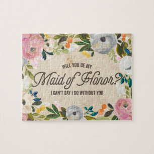 Pussel för maid of honor för vintageblommigt
