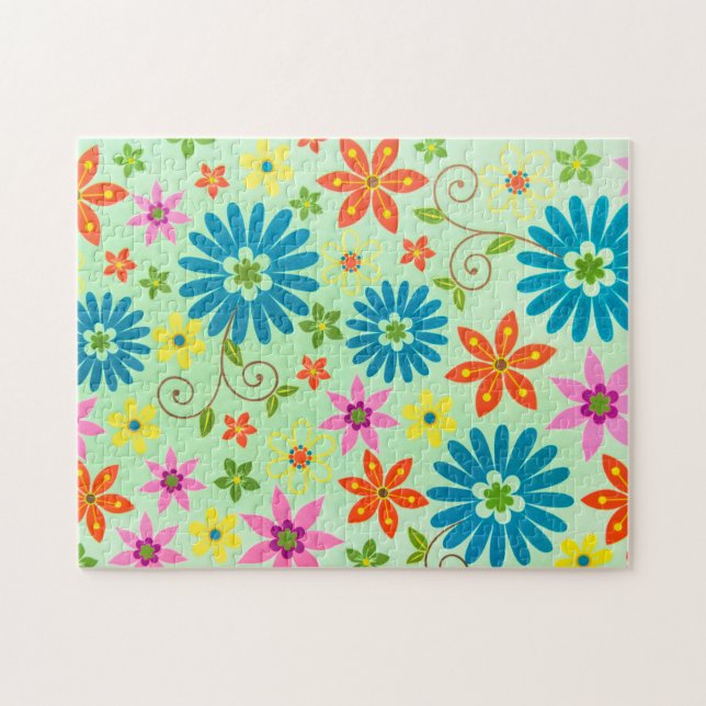 Pussel för mönster för vintageblommastruktur (Horisontell)