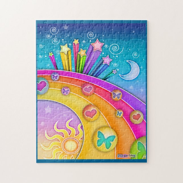 Pussel för regnbåge- och stjärnapopkonst (Vertikal)