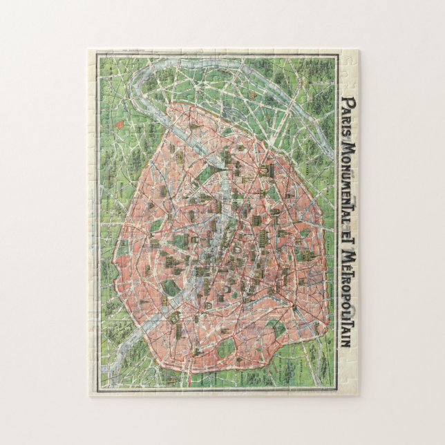 pussel för vintageParis karta (Vertikal)