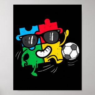 Pussel Fotboll Autism Medvetenhet Sport Pojke Poster