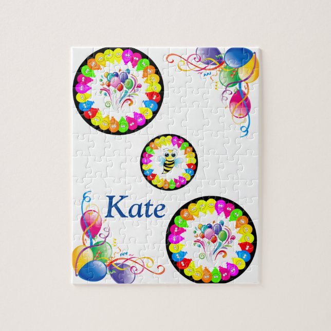 Pussel Grattis på födelsedagen Blommigt Bubbar (Vertikal)