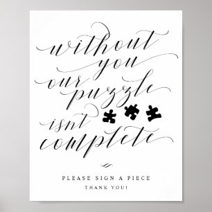 Pussel Guest Bok Elegant Calligraphy Bröllop-tecke Poster