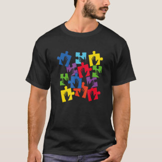 Pussel Hand Be Kine Autism Awareness Autistic Auti T Shirt