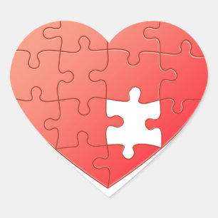Pussel Heart Hjärtformat Klistermärke