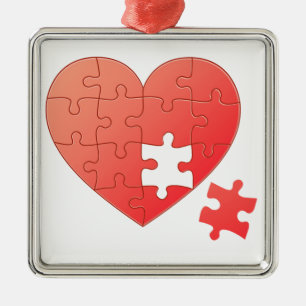 Pussel Heart med Biet Julgransprydnad Metall