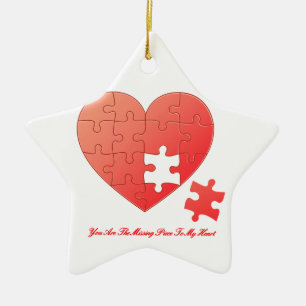 Pussel Heart med saknade Biet Julgransprydnad Keramik