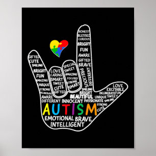 Pussel Hjärtat Asl Kärlek Teckenspråk Hand Autism Poster