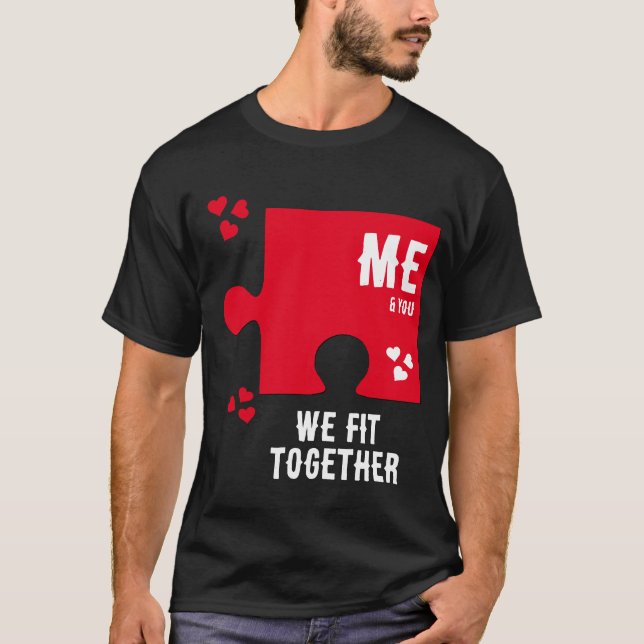 Pussel Hjärtat VI PASSAR TILLSAMMANS Par Valentine T Shirt (Framsida)