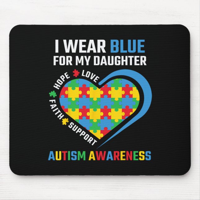 Pussel I Bära Blue för min dotter Autism Awarenes Musmatta (Framsidan)