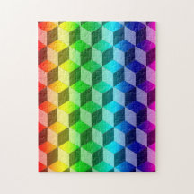 Pussel - Illusion av regnbågsblock