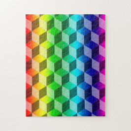 Pussel - Illusion av regnbågsblock