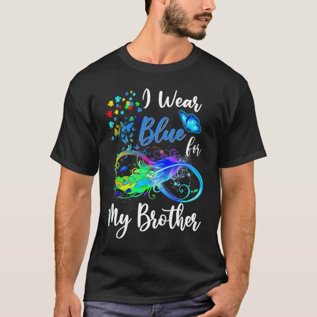 Pussel jag bär blått för min bror Autism Acceptans T Shirt (Framsida)