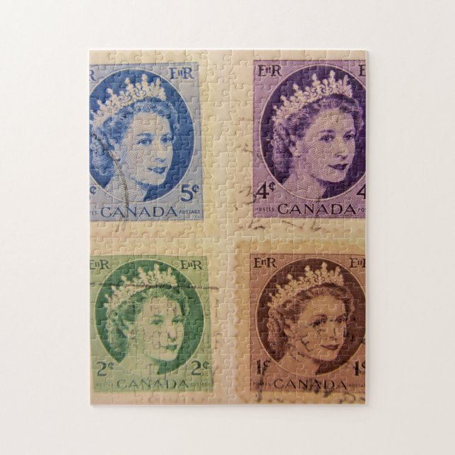 Pussel/Jigsaw för frimärken för drottningElizabeth Pussel (Vertikal)