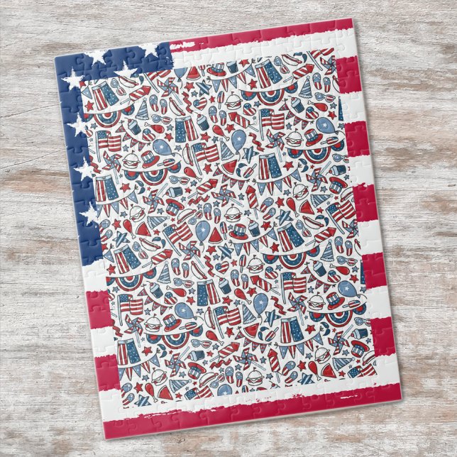 Pussel, Lägg till ditt foto, USA-målad flagg ram Pussel (Skapare uppladdad)