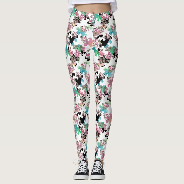 Pussel Leggings för Blommigt av vattenfärg för kvi (Framsida)