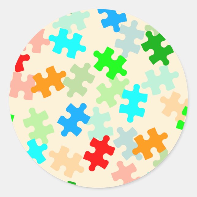 Pussel med Delarare stift Runt Klistermärke (Framsida)