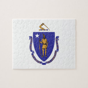 Pussel med den statliga flagga av Massachusetts