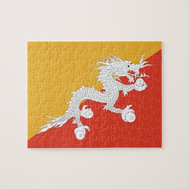 Pussel med Flagga av Bhutan (Horisontell)
