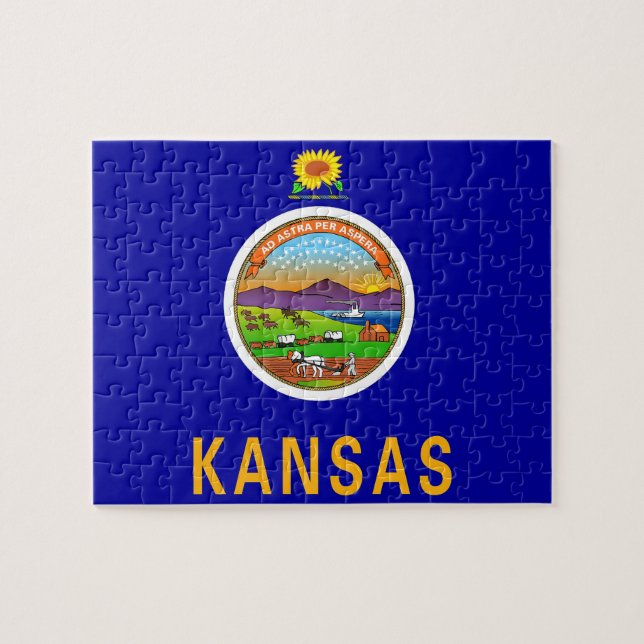 Pussel med Flagga av Kansas-staten (Horisontell)
