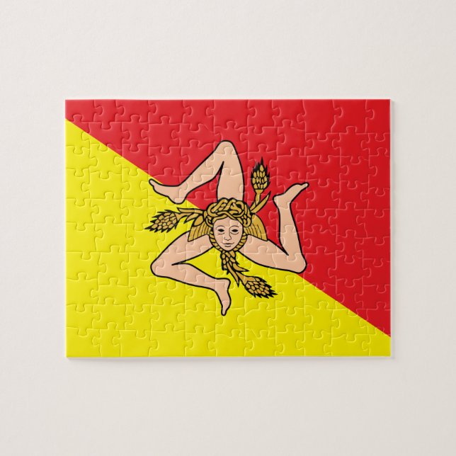 Pussel med Flagga av Sicilien, Italien (Horisontell)