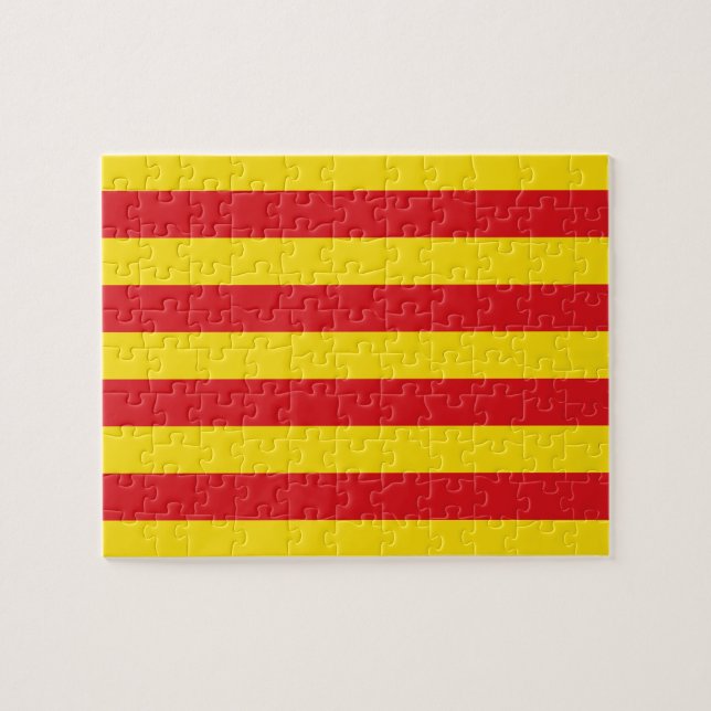 Pussel med Flagga Katalonien, Spanien (Horisontell)