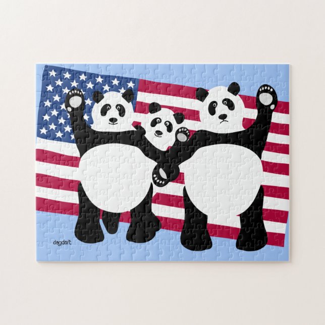 Pussel med patriotiska pandabjörnar (Horisontell)