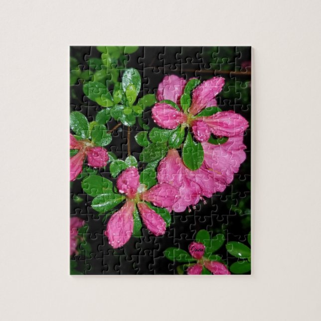 Pussel med rosa blommor efter regnet (Vertikal)