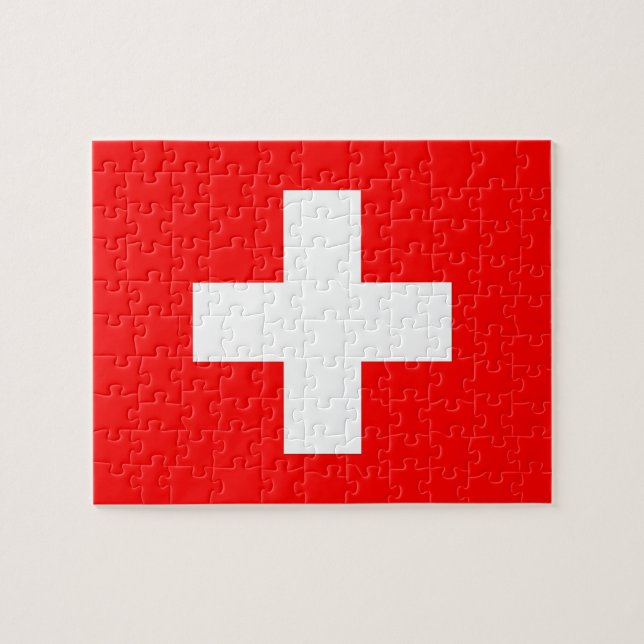 Pussel med Schweiz Flagga (Horisontell)